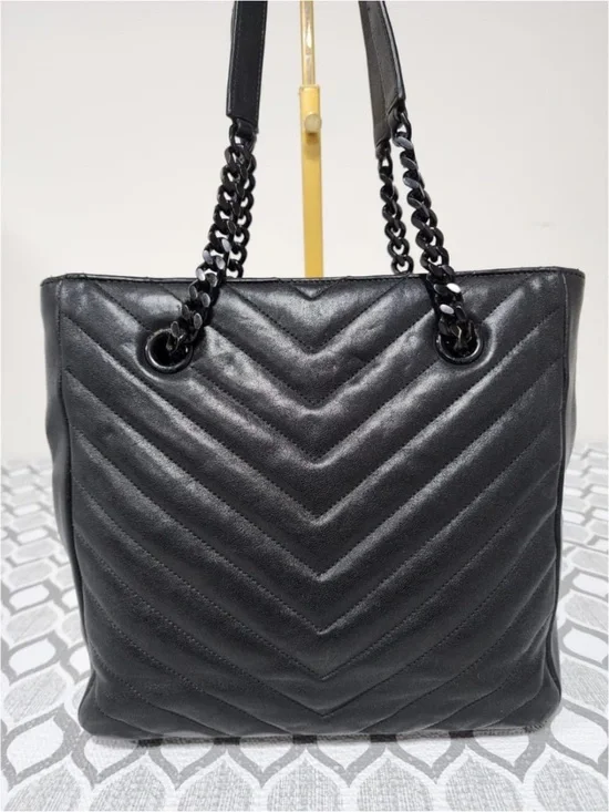 Authentic Saint Laurent Sheepskin Matelasse Chevron Slim Monogram Shopping Bag - Picture 12 of 12